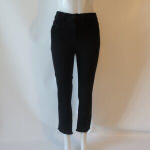 Womens Bianco Black Stone Wash Isabella Long Raw Hem Ankle Jeans 27
